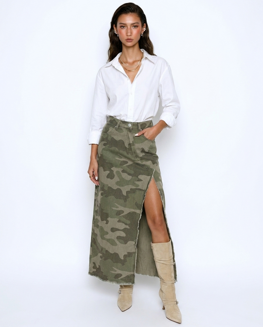 FALDA DENIM ESTAMPADO CAMUFLAJE